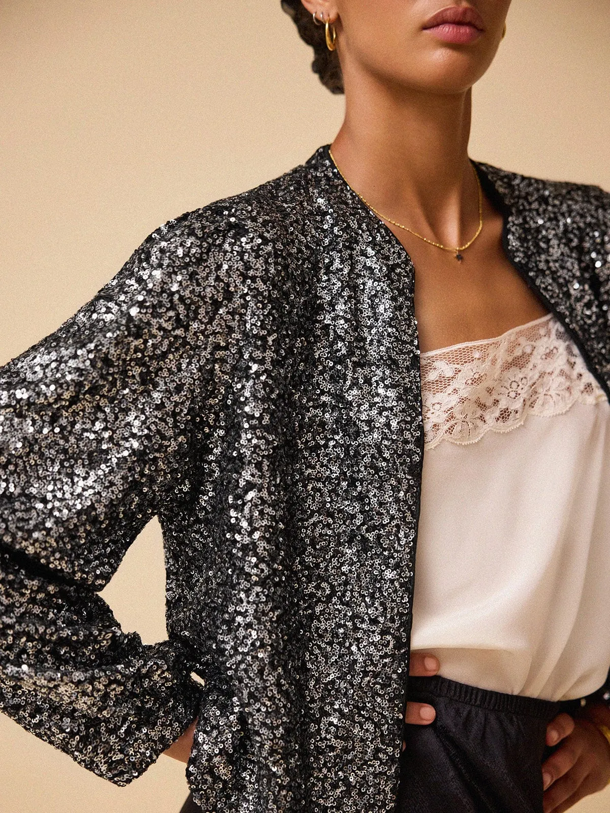 Amira Sequin Jacket - Black sold by iris product image thumbnail 3