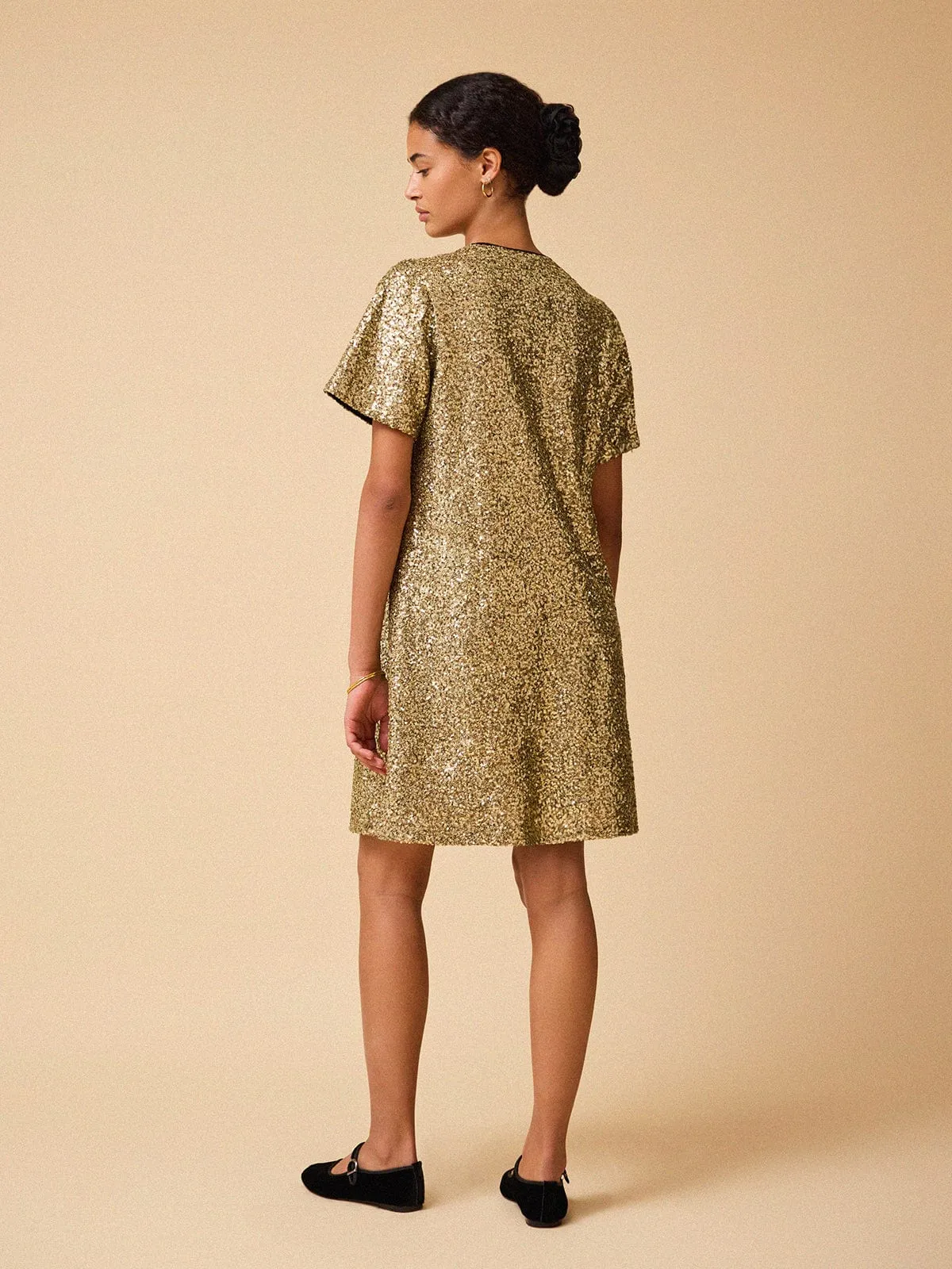 Ina Sequin Dress - Gold sold by iris product image thumbnail 5