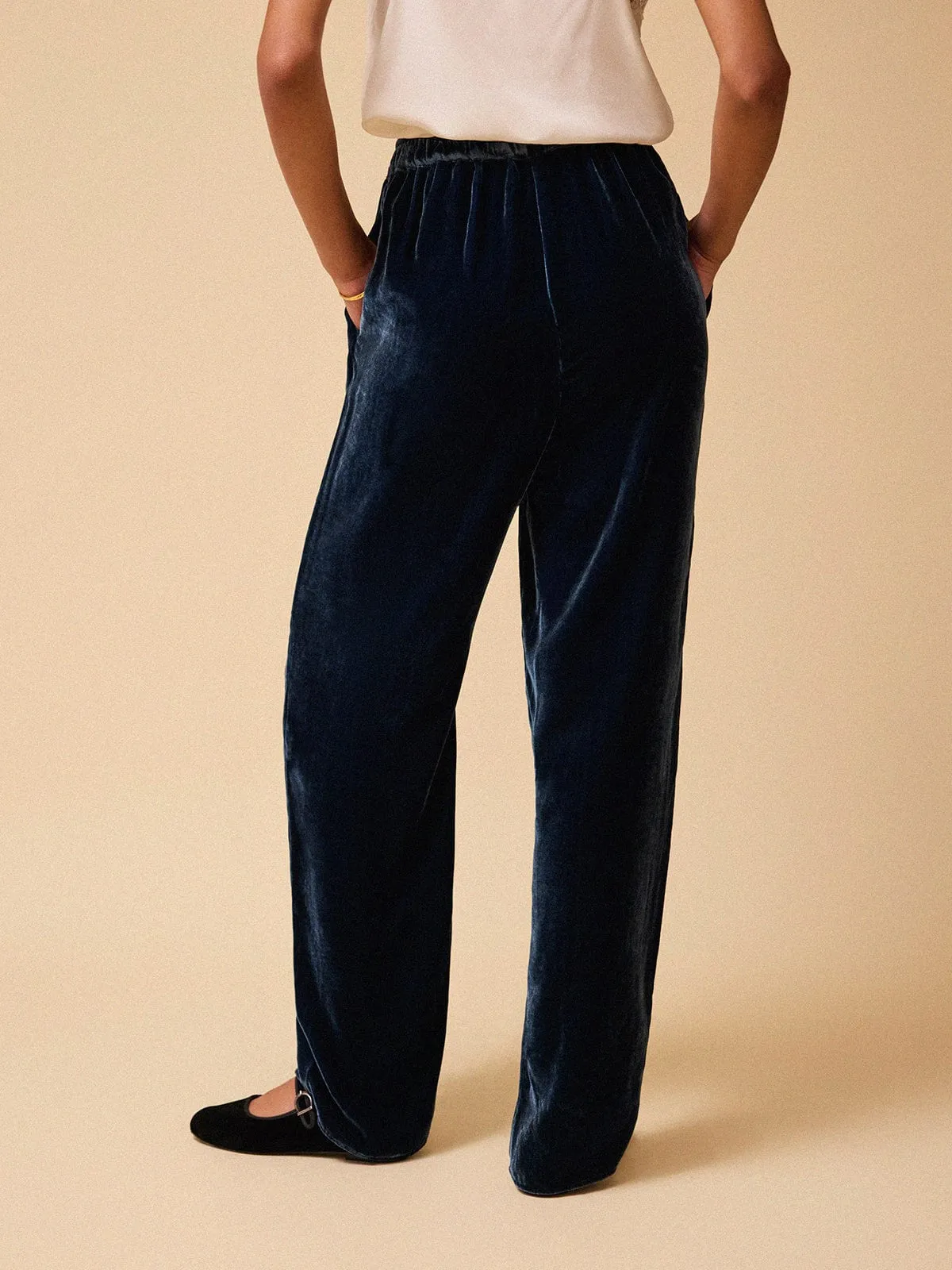 Taliah Silk Velvet Trousers - Petrol Blue sold by iris product image thumbnail 4