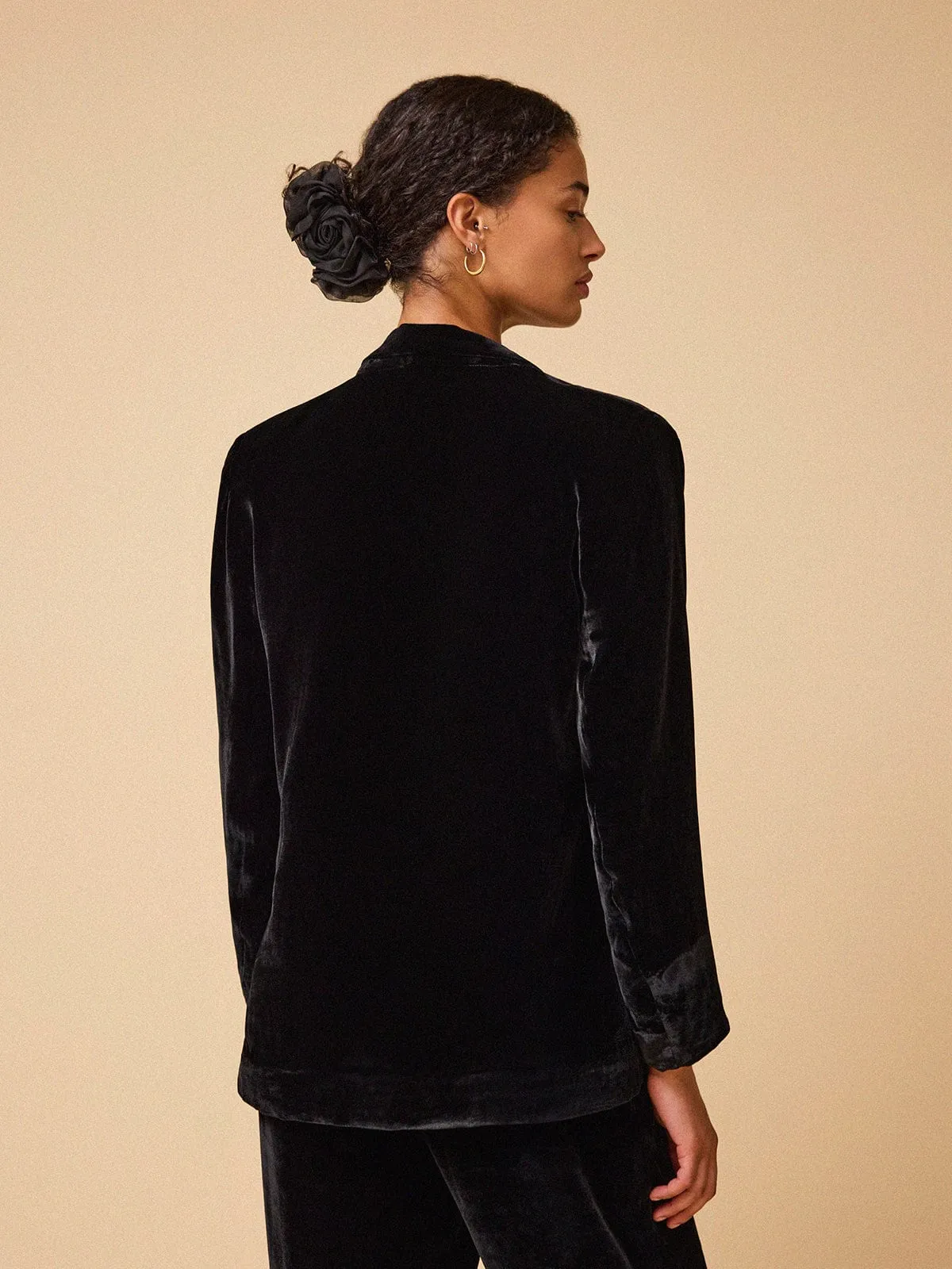 Kiera Silk Velvet Blazer - Black sold by iris product image thumbnail 4