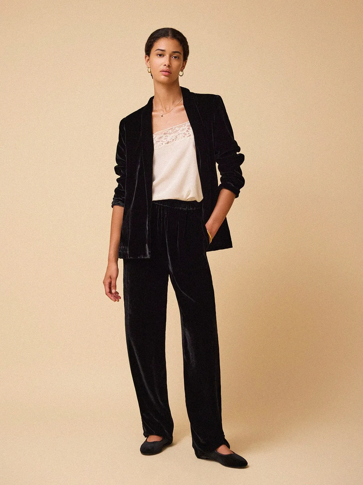 Kiera Silk Velvet Blazer - Black sold by iris product image thumbnail 2