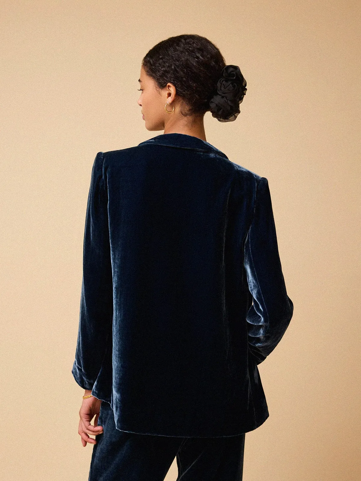 Kiera Silk Velvet Blazer – Petrol Blue sold by iris product image thumbnail 4