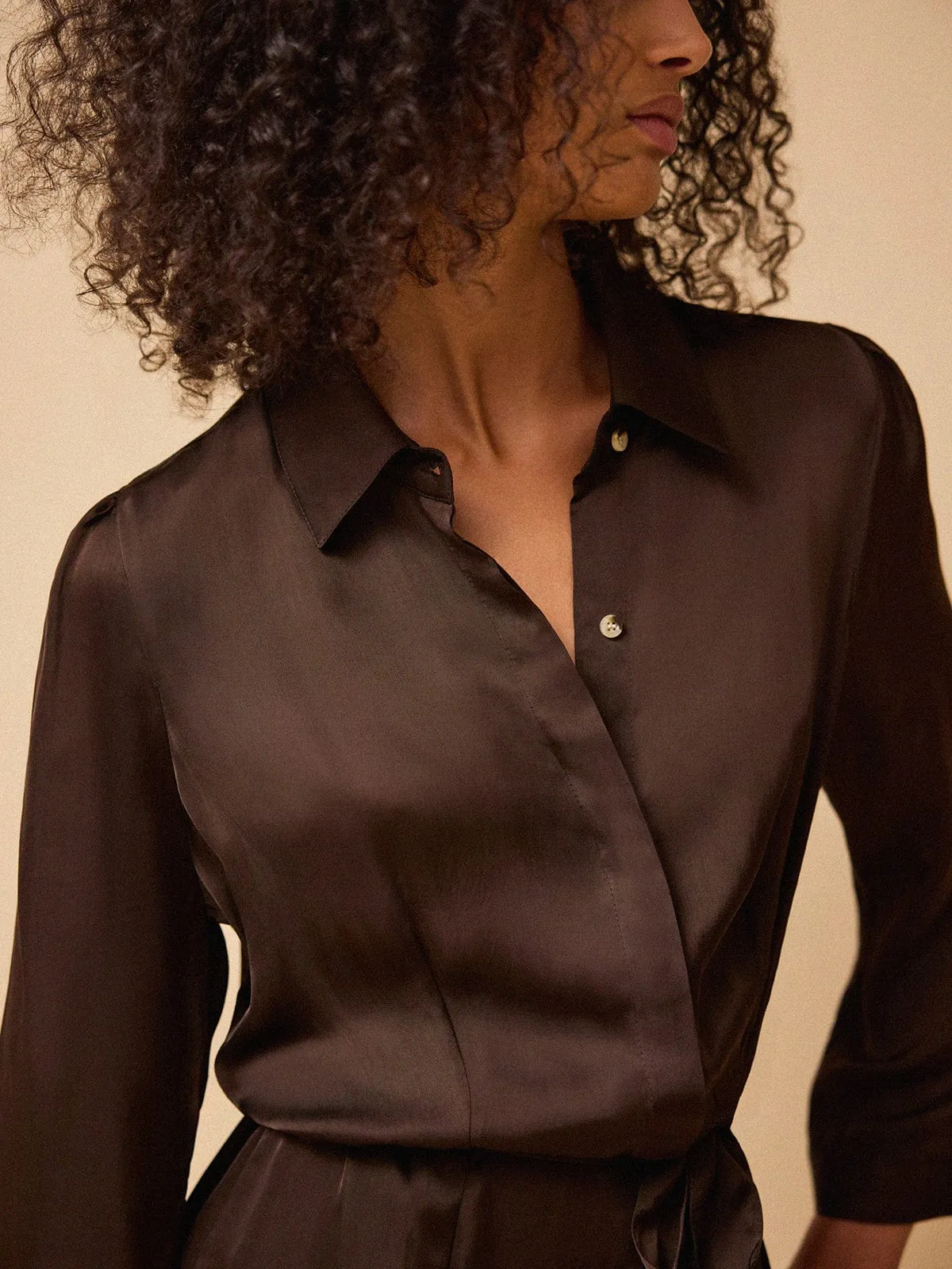 Seren Satin Dress - Brown sold by iris product image thumbnail 3