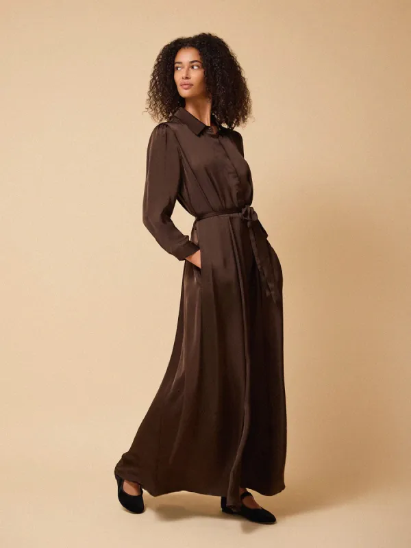 Seren Satin Dress - Brown sold by iris