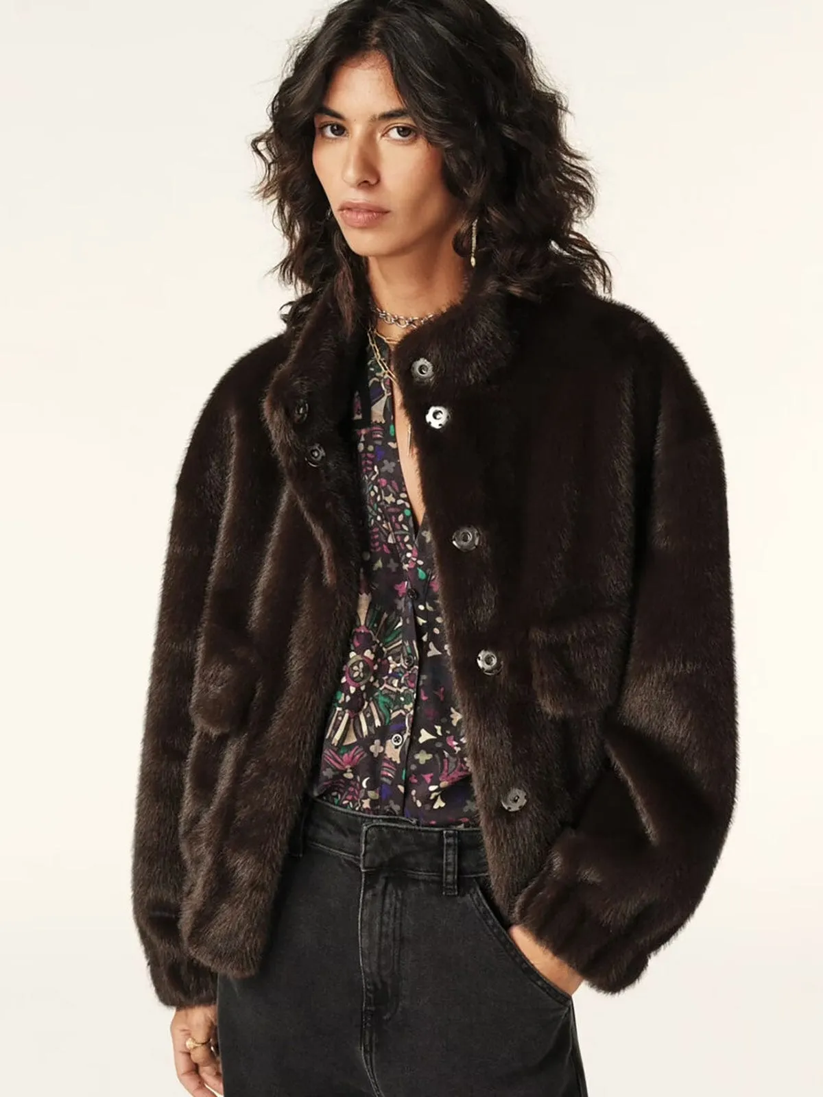 Paros Faux Fur Jacket - Brown sold by iris product image thumbnail 2