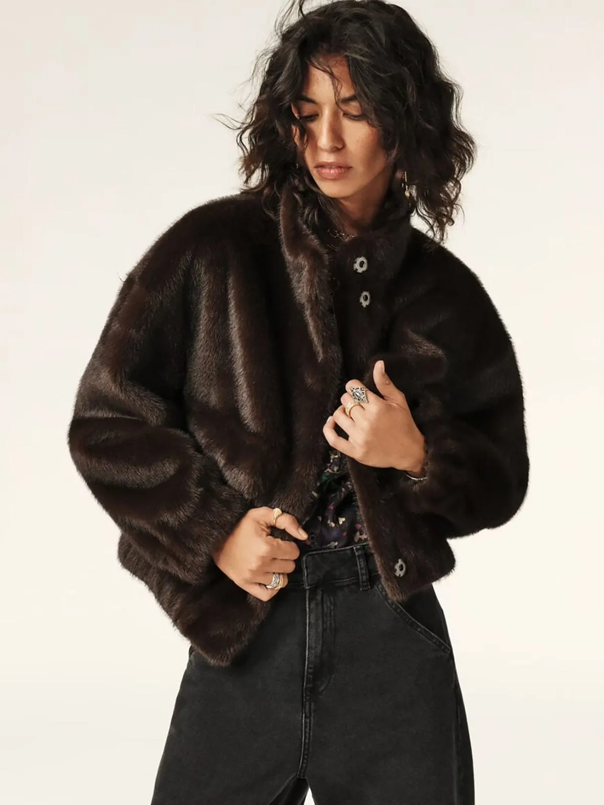 Paros Faux Fur Jacket - Brown sold by iris product image thumbnail 3