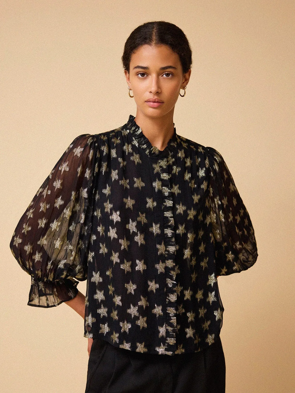 Frankie Ruffle Front Blouse - Star sold by iris