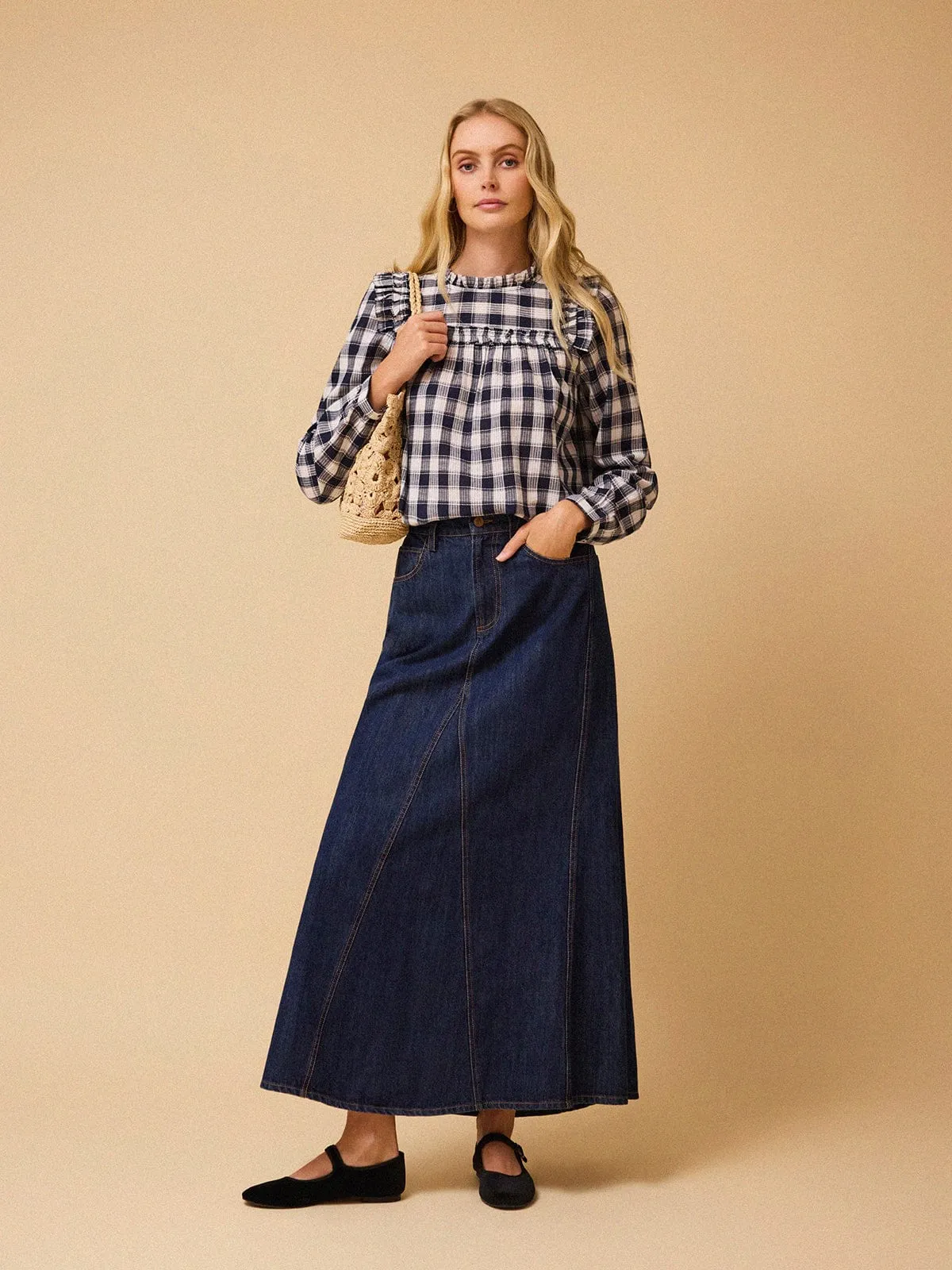 Oriel Gingham Blouse - Blue and White sold by iris product image thumbnail 2