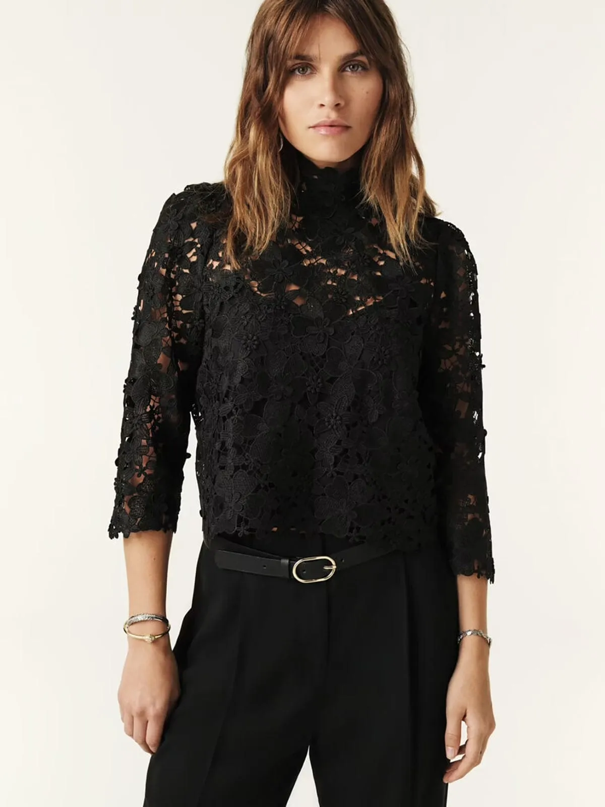 Paul Lace High Neck Top - Black sold by iris product image thumbnail 2