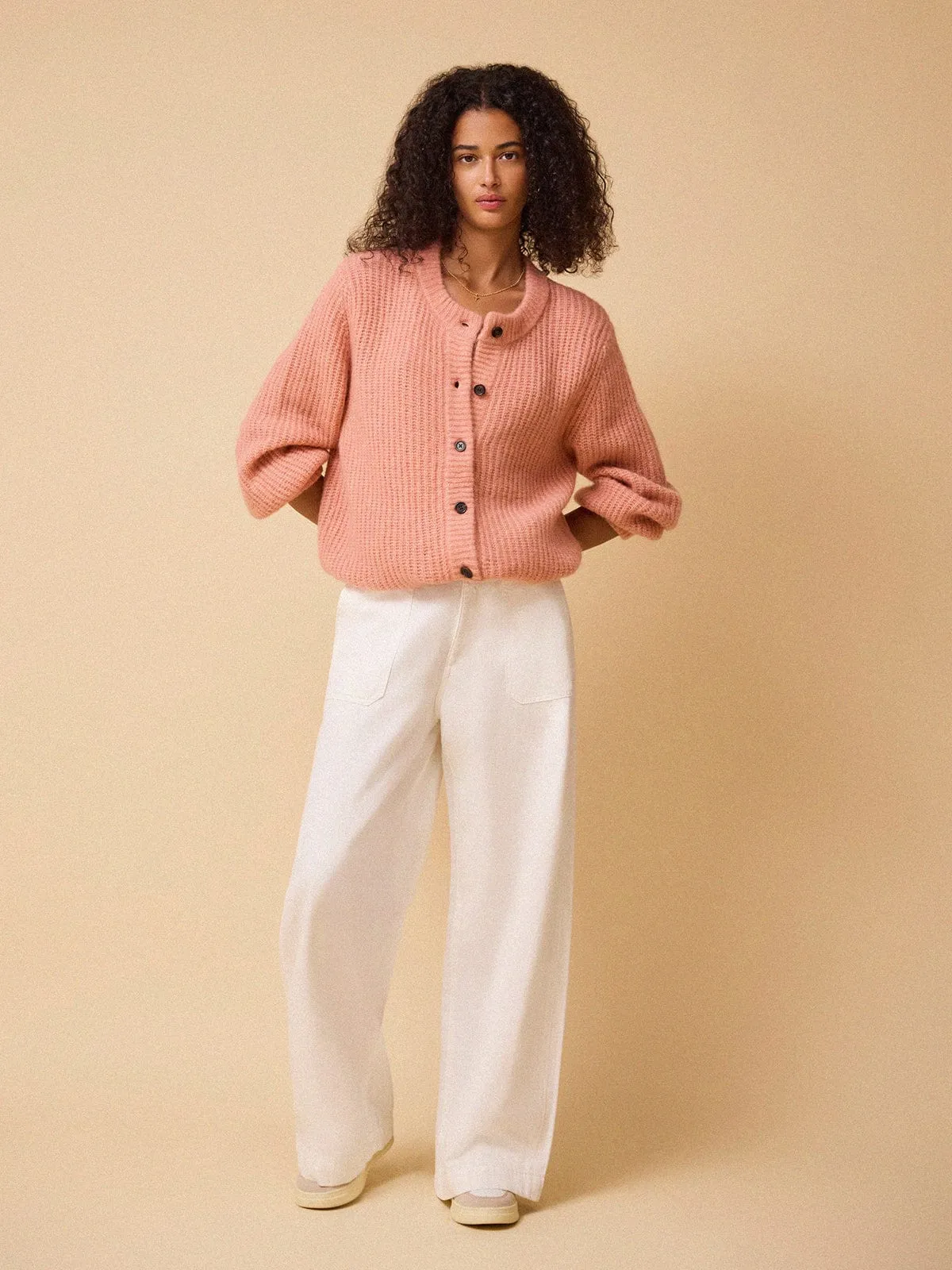 Ailsa Round Neck Alpaca Cardigan - Pink sold by iris product image thumbnail 3