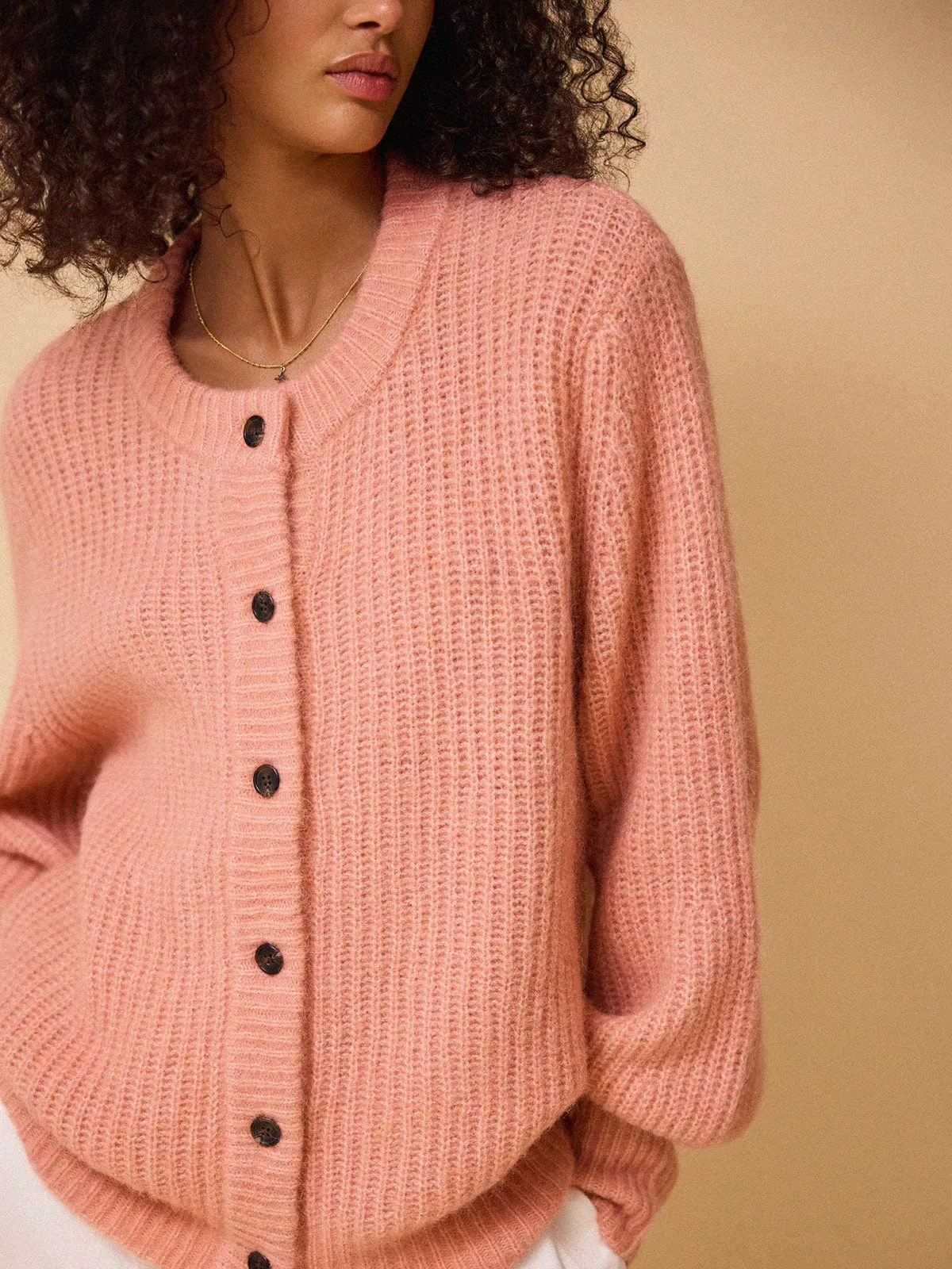 Ailsa Round Neck Alpaca Cardigan - Pink sold by iris product image thumbnail 2