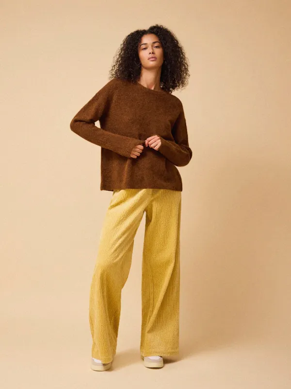 Remi Alpaca Crew Neck Jumper - Brown made by iris