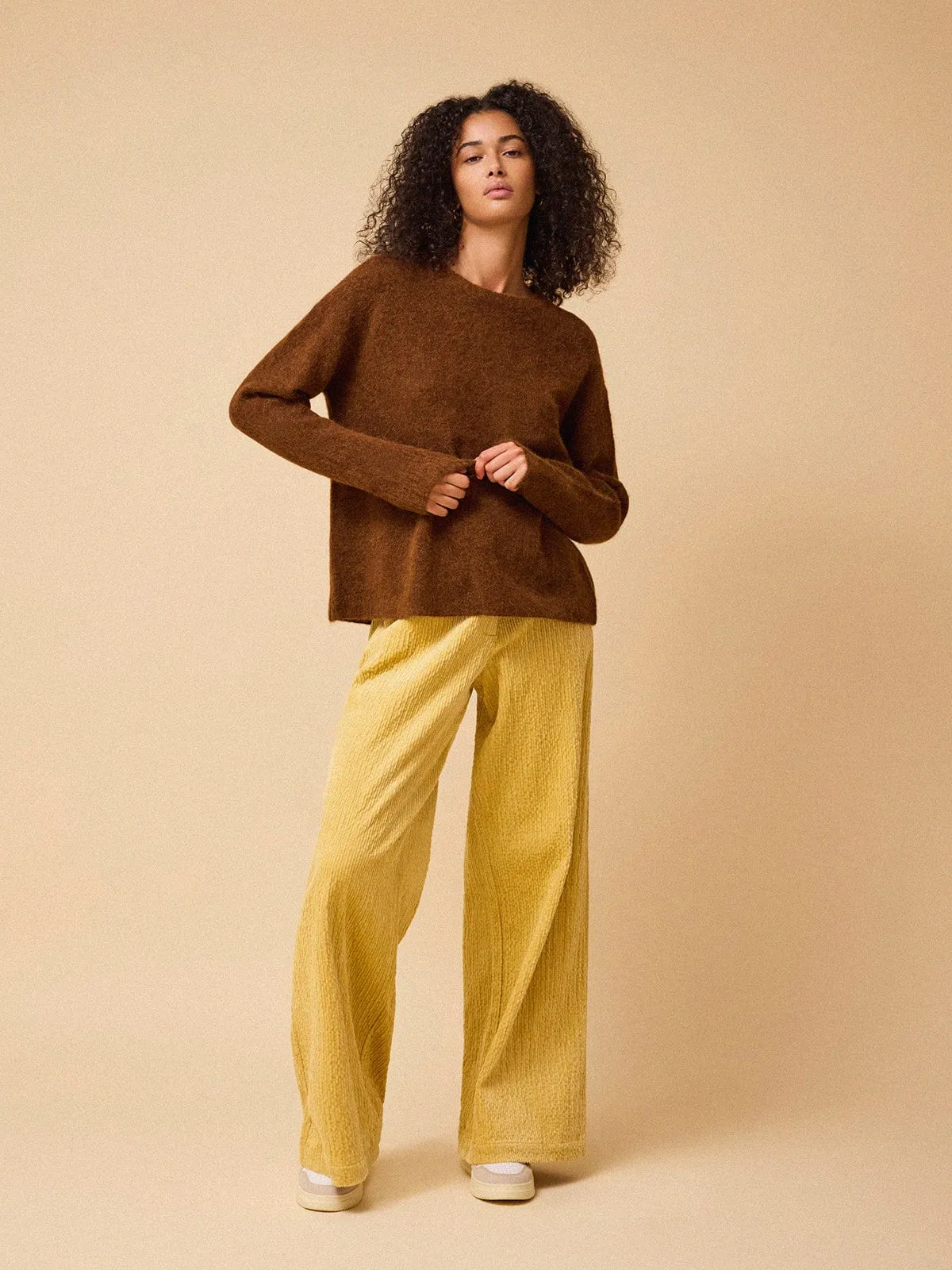 Remi Alpaca Crew Neck Jumper - Brown sold by iris