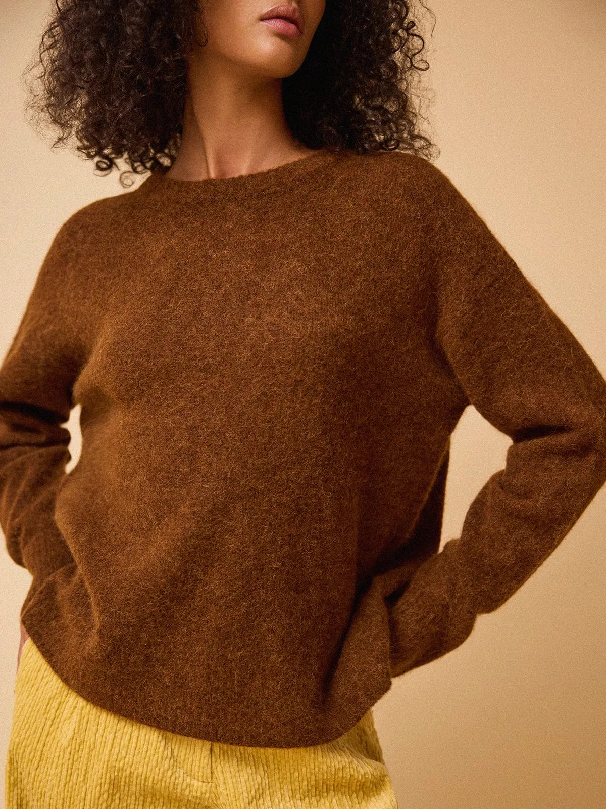 Remi Alpaca Crew Neck Jumper - Brown sold by iris product image thumbnail 2