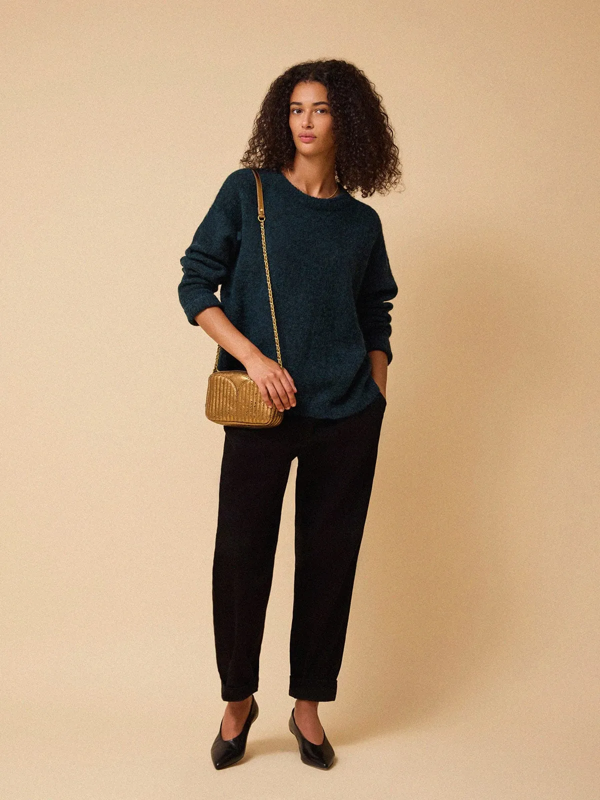 Remi Alpaca Crew Neck Jumper - Teal sold by iris product image thumbnail 3
