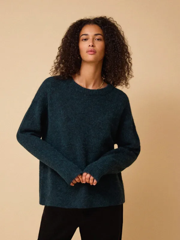 Remi Alpaca Crew Neck Jumper - Teal sold by iris