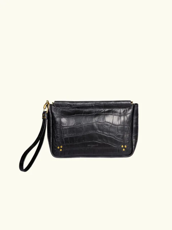 Clap Large Croc Clutch - Black sold by iris
