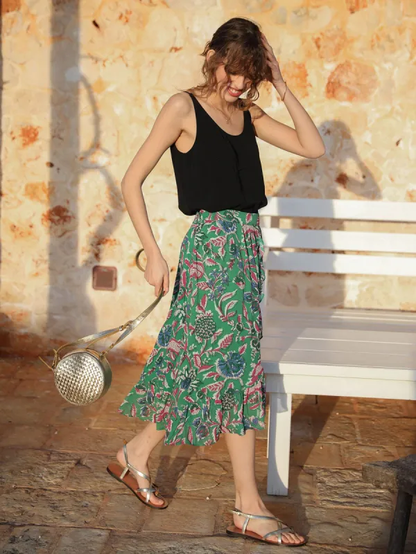 Melany Wrap Midi Skirt Green sold by iris