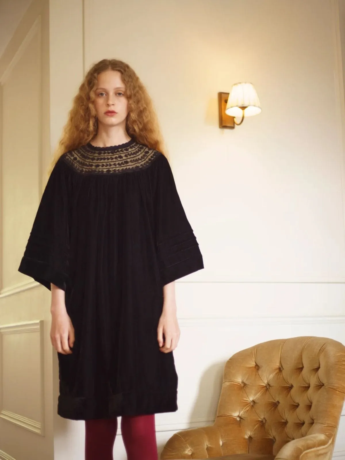Madeline Embroidered Dress – Black sold by iris product image thumbnail 2