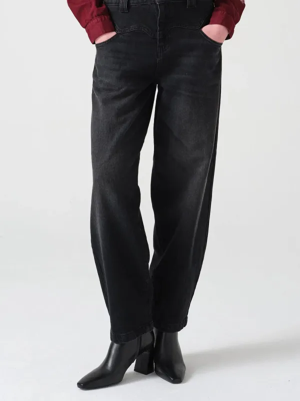 Mia Barrel Jean - Washed Black sold by iris