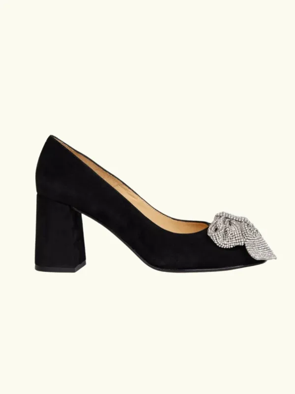 Gamine Bow Suede Show - Black sold by iris