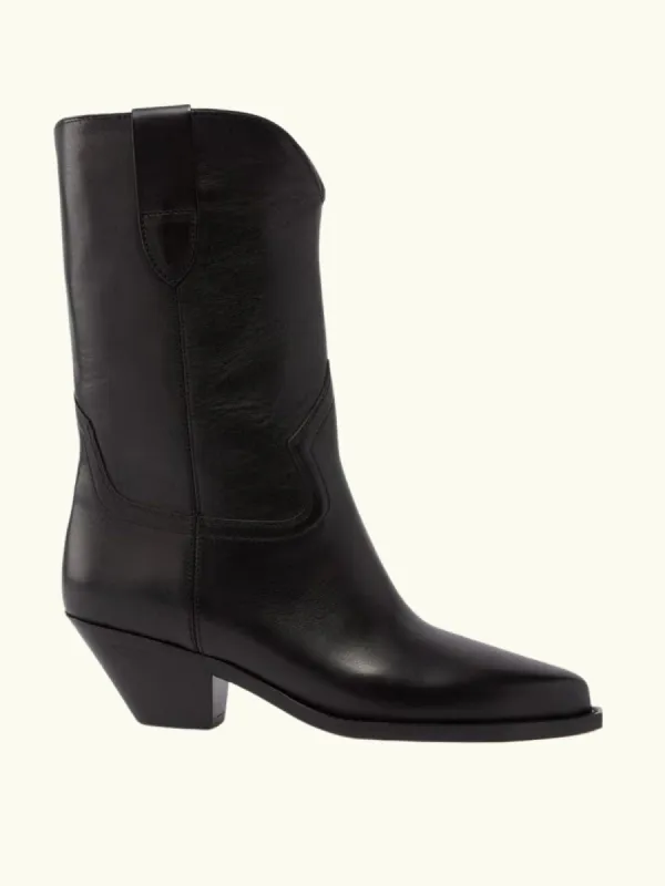 Dahope Leather Western Boots - Black made by iris