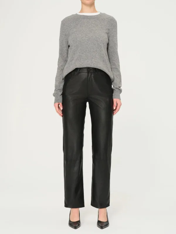 Patti Straight Leather Trousers - Black made by DL1961