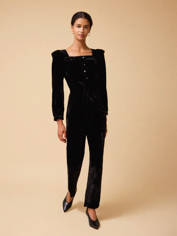 Sasha Velvet Jumpsuit - Black sold by iris