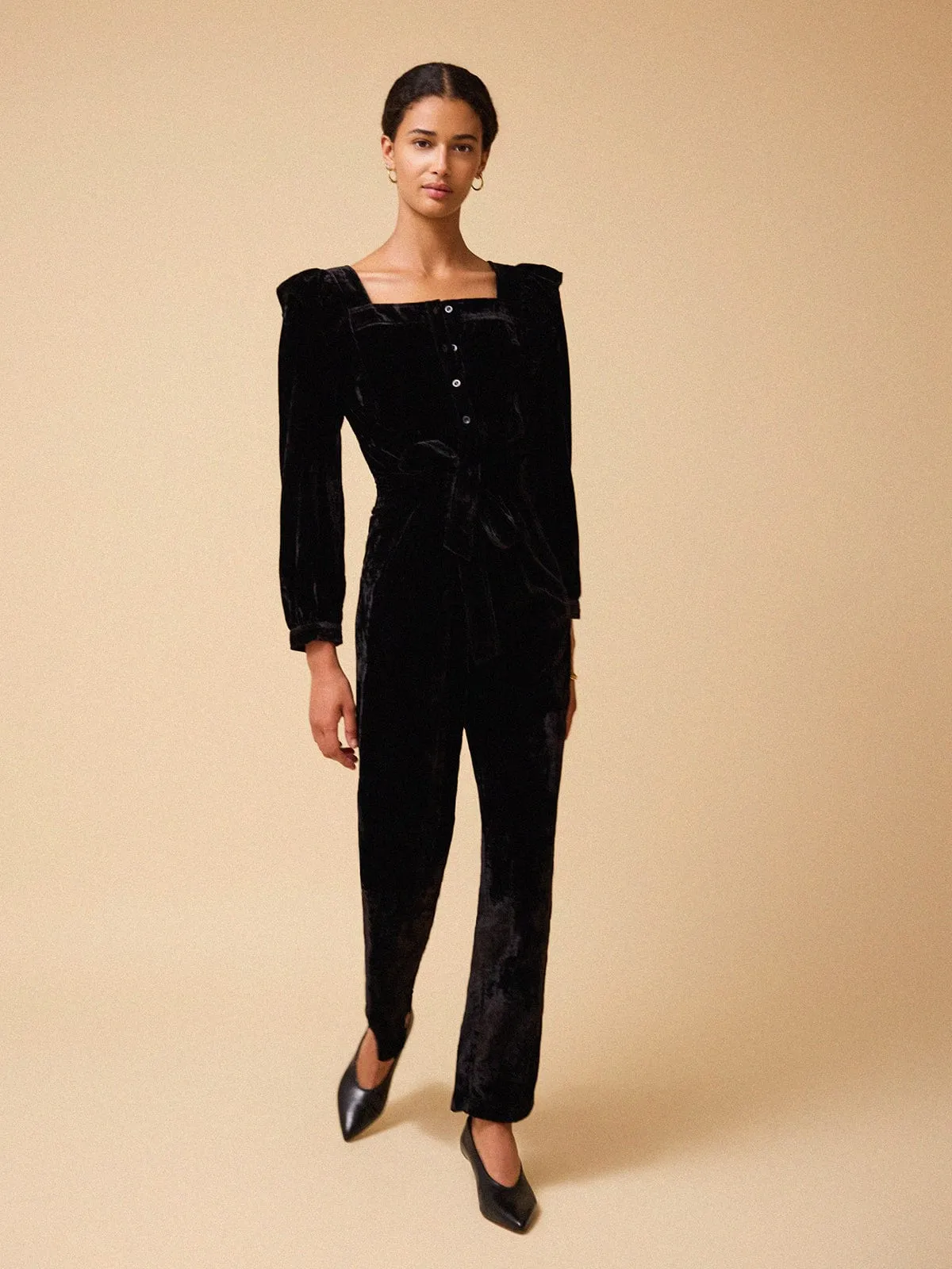 Sasha Velvet Jumpsuit - Black sold by iris
