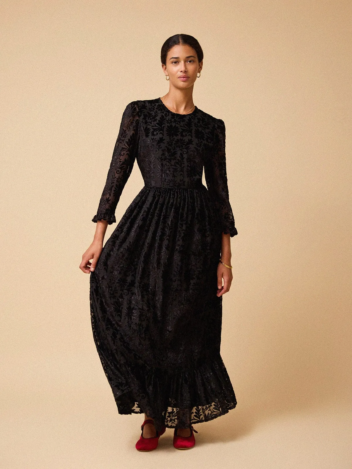 Velvet Shae Devore Maxi Dress - Black sold by iris product image thumbnail 2