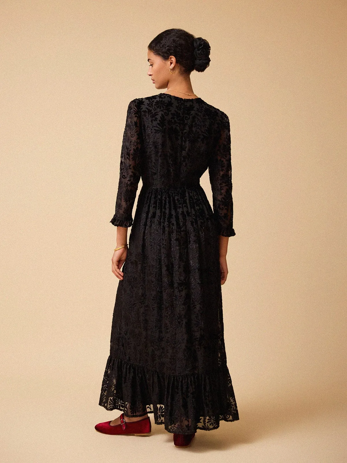 Velvet Shae Devore Maxi Dress - Black sold by iris product image thumbnail 4