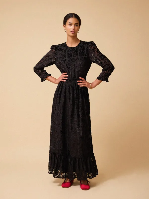 Velvet Shae Devore Maxi Dress - Black sold by iris