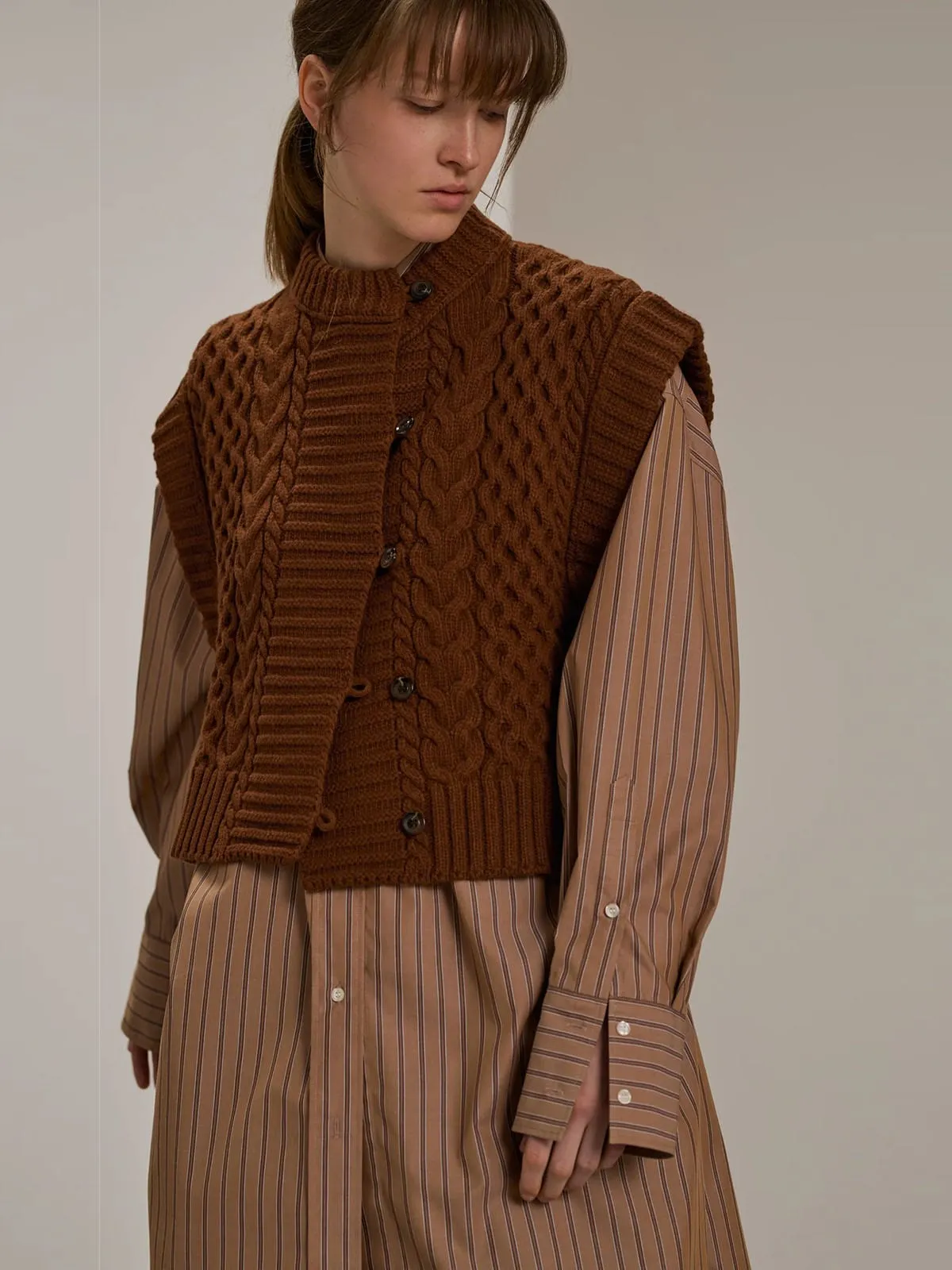 Baron Sleevless Cardigan – Chesnut sold by iris product image thumbnail 2