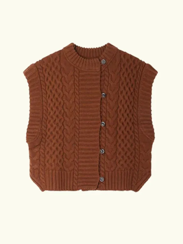 Baron Sleevless Cardigan – Chesnut made by iris