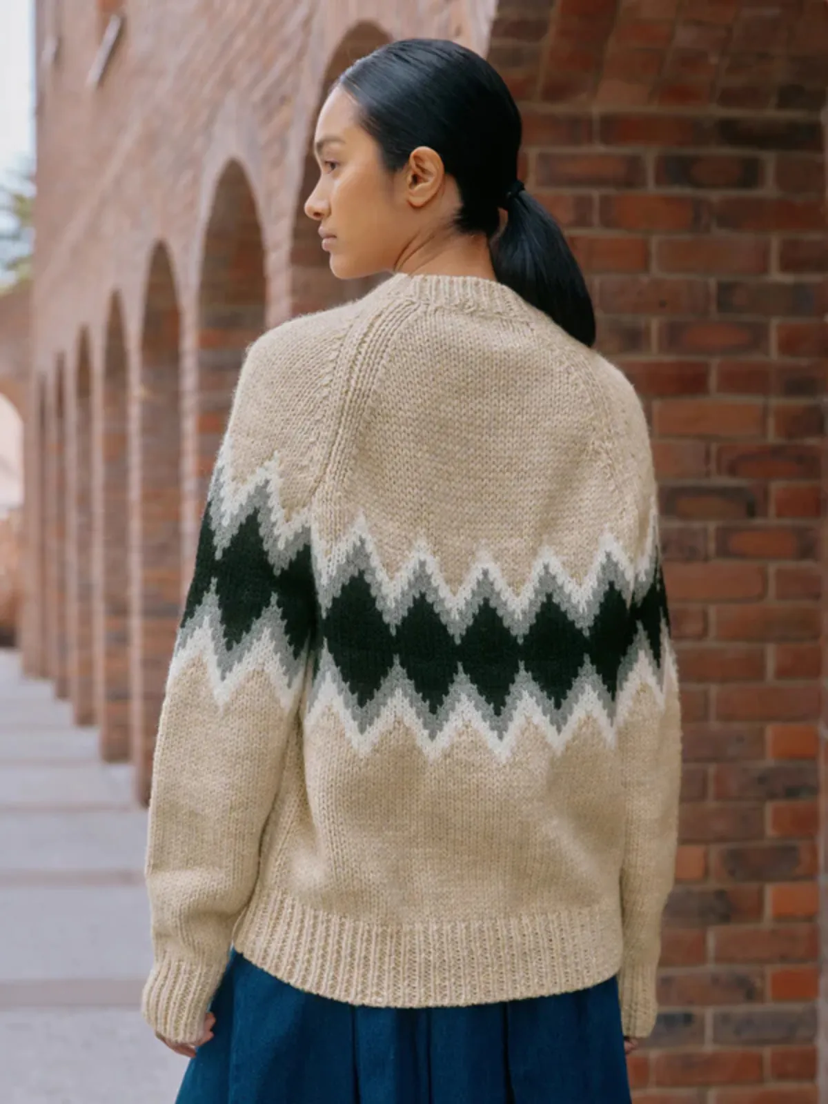 Argyle Wool Jumper - Beige sold by iris product image thumbnail 4