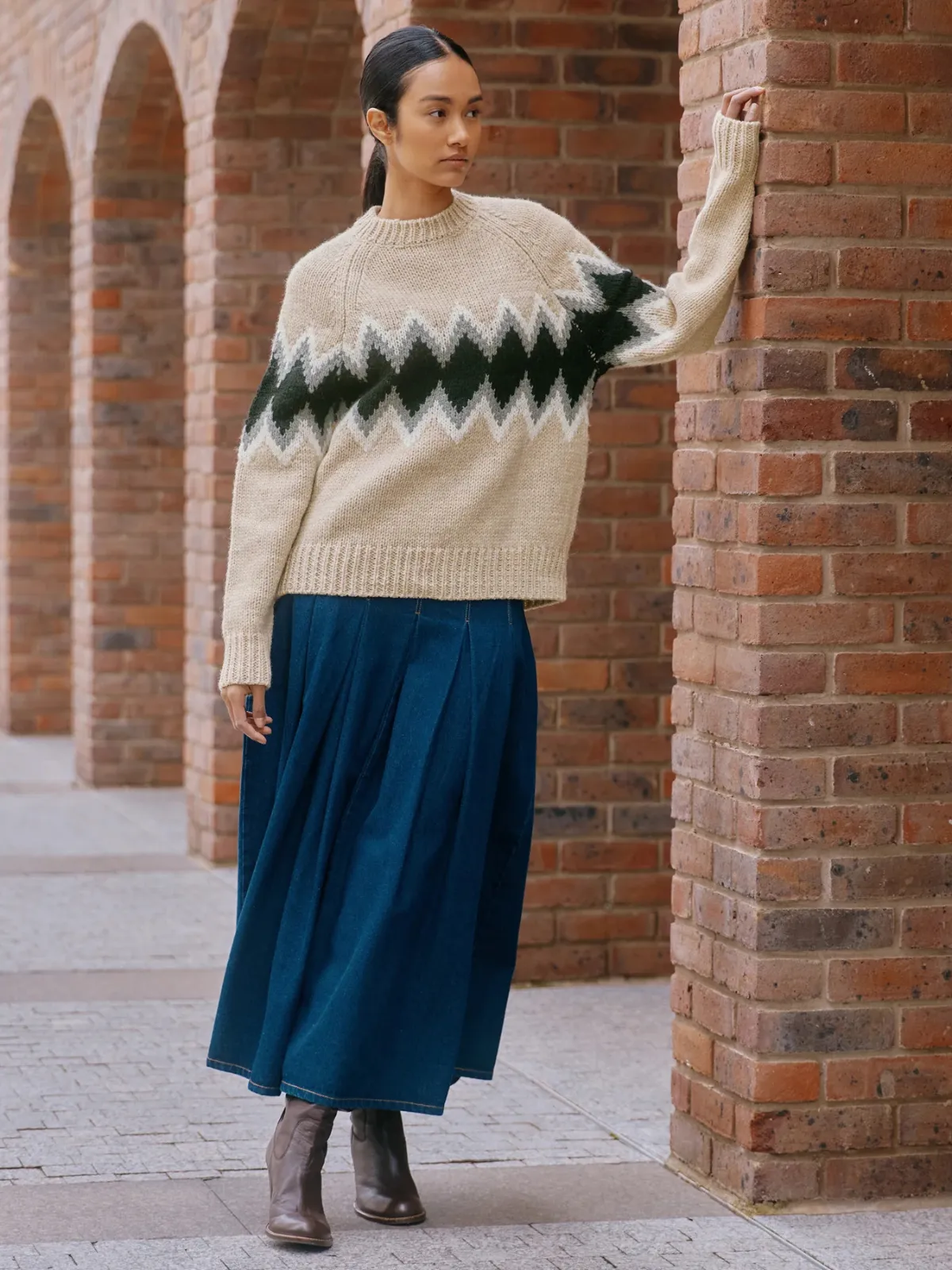 Argyle Wool Jumper - Beige sold by iris