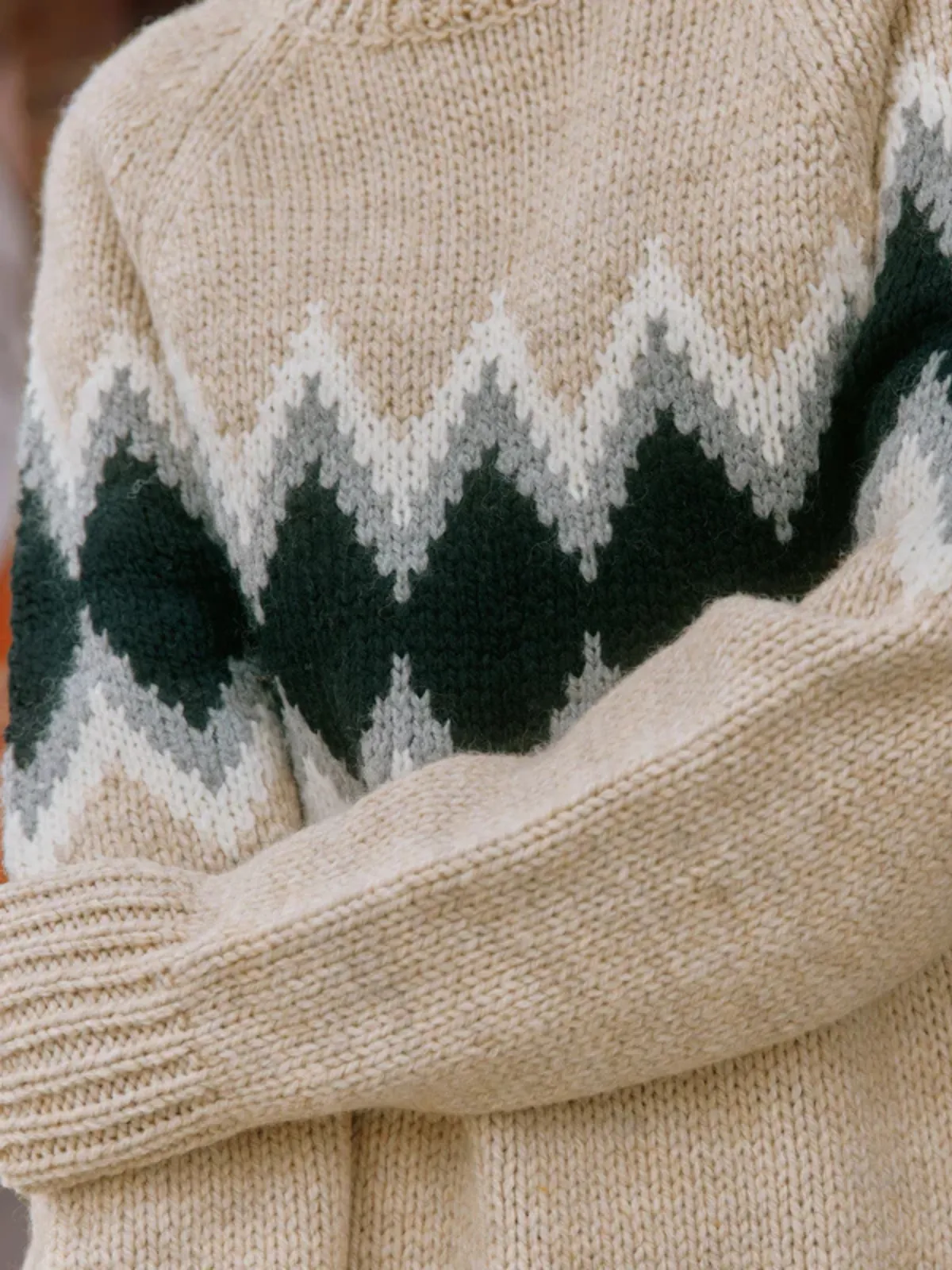 Argyle Wool Jumper - Beige sold by iris product image thumbnail 3