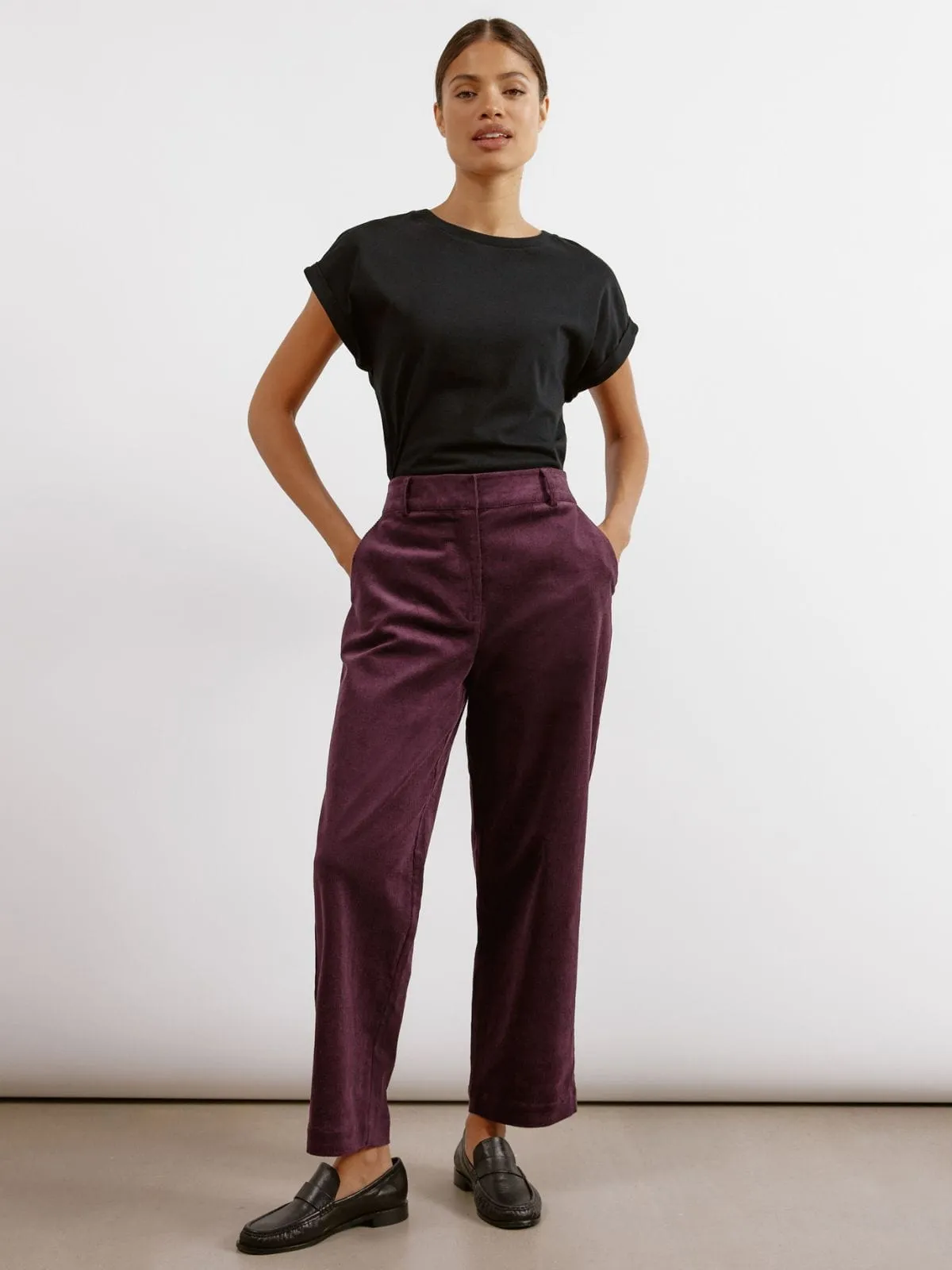 Cord Relaxed Trouser - Burgundy sold by iris product image thumbnail 2