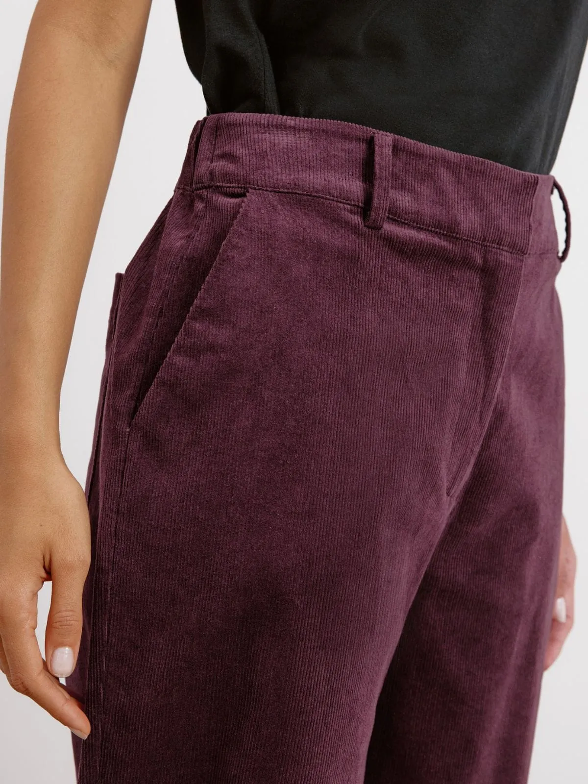 Cord Relaxed Trouser - Burgundy sold by iris product image thumbnail 4