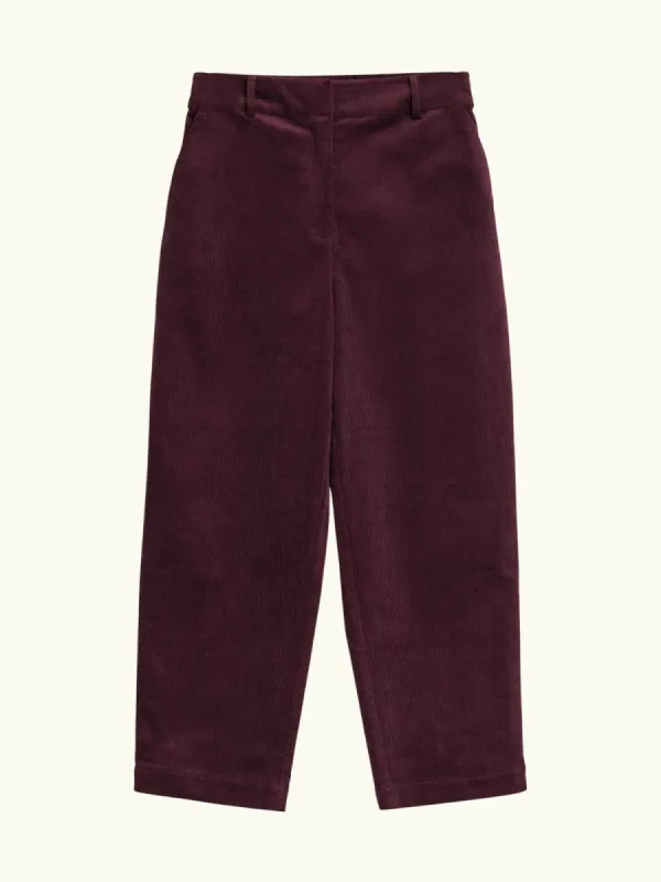 Cord Relaxed Trouser - Burgundy made by iris