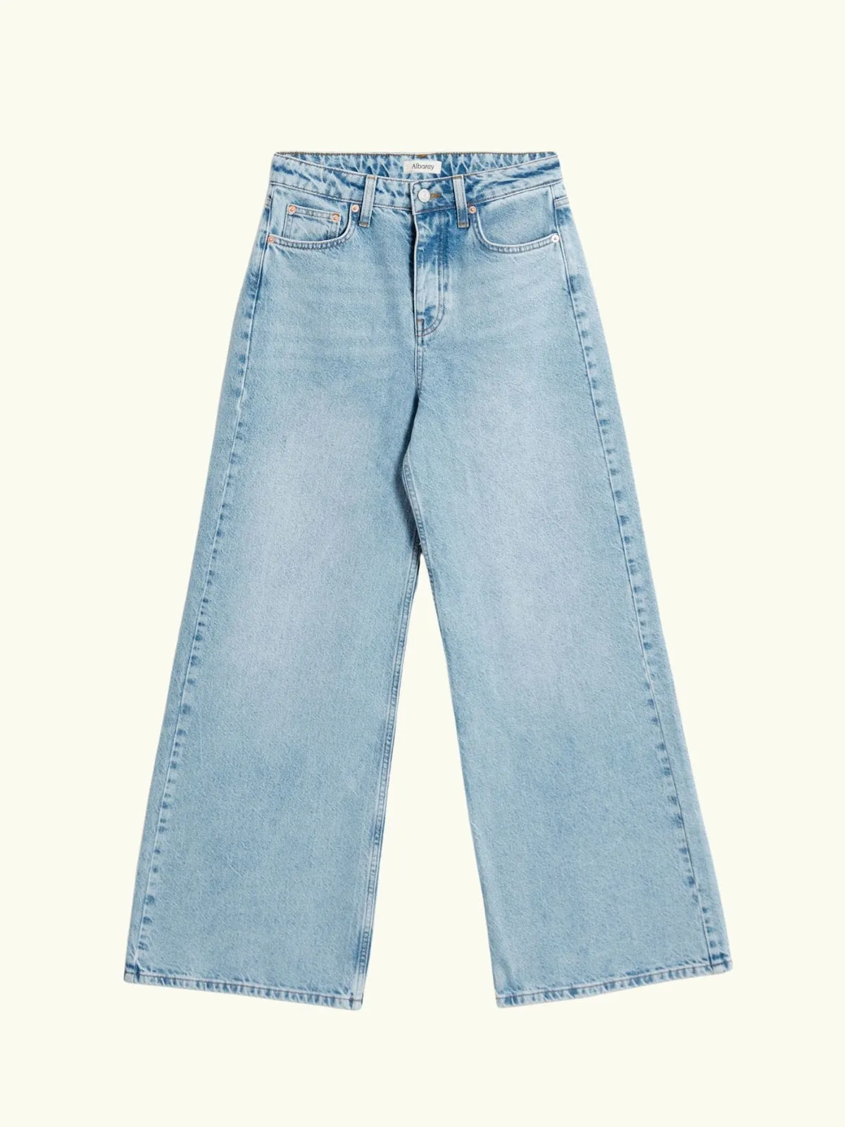Light Wash Full Length Wide Length Jeans sold by iris