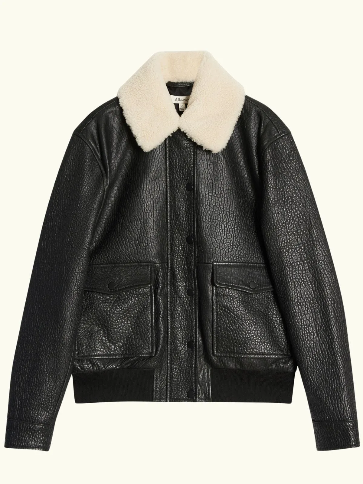 Detachable Collar Leather Bomber - Black sold by iris product image thumbnail 2