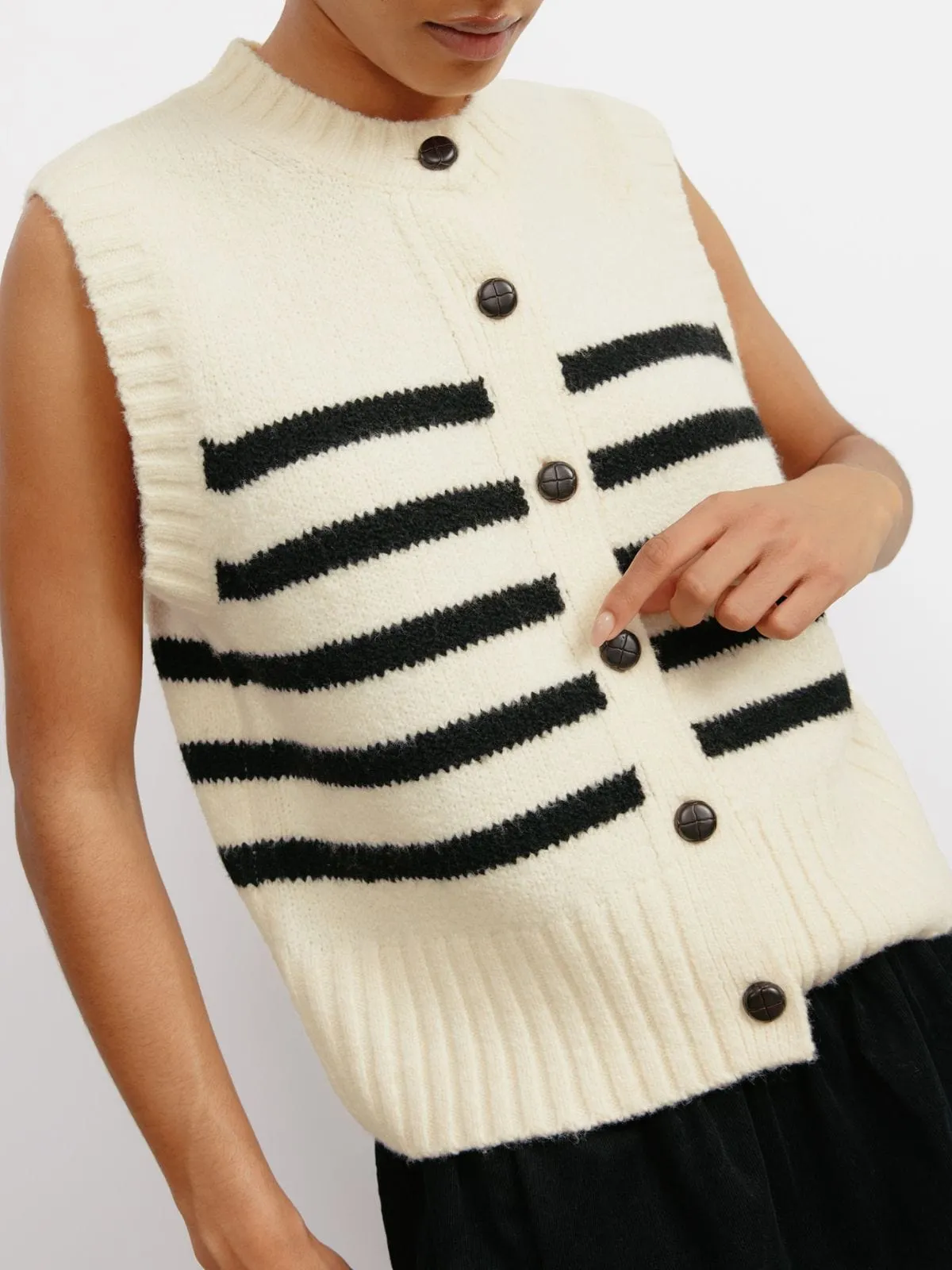 Stripe Button Tank Top - Cream sold by iris product image thumbnail 4