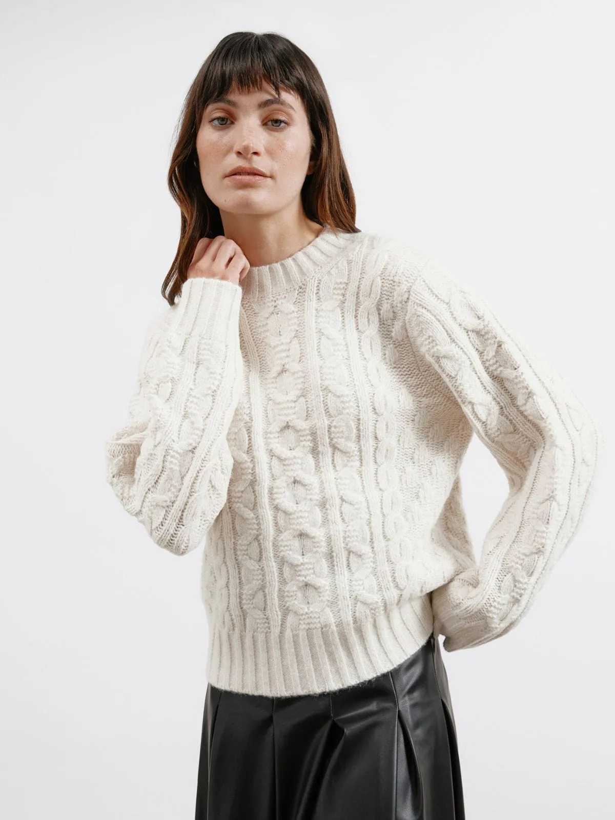 Cable Crew Neck Jumper - Cream sold by iris product image thumbnail 2
