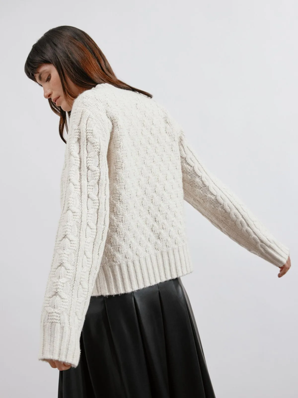 Cable Crew Neck Jumper - Cream sold by iris product image thumbnail 5
