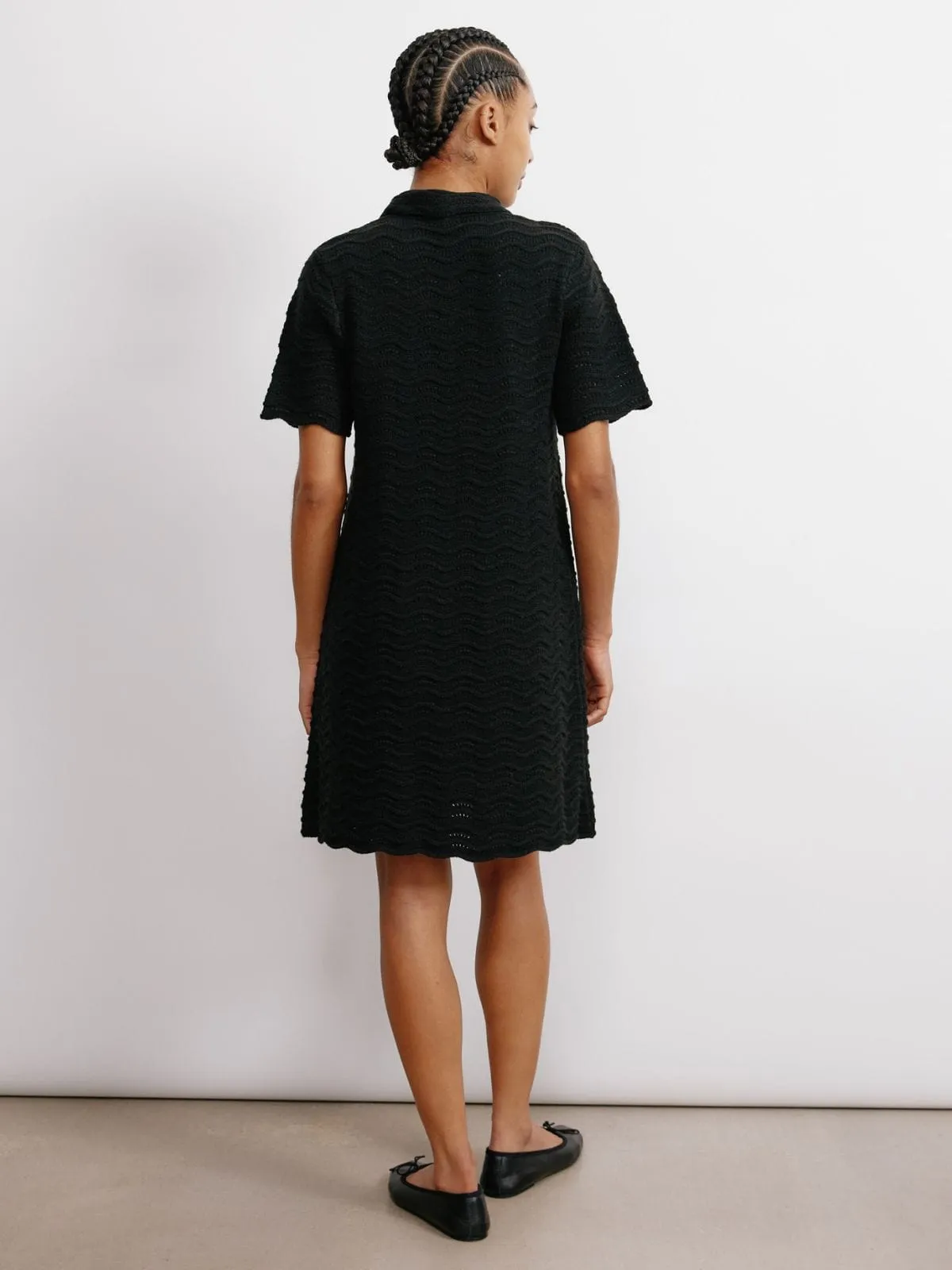 Pointelle Knit Dress - Black sold by iris product image thumbnail 3
