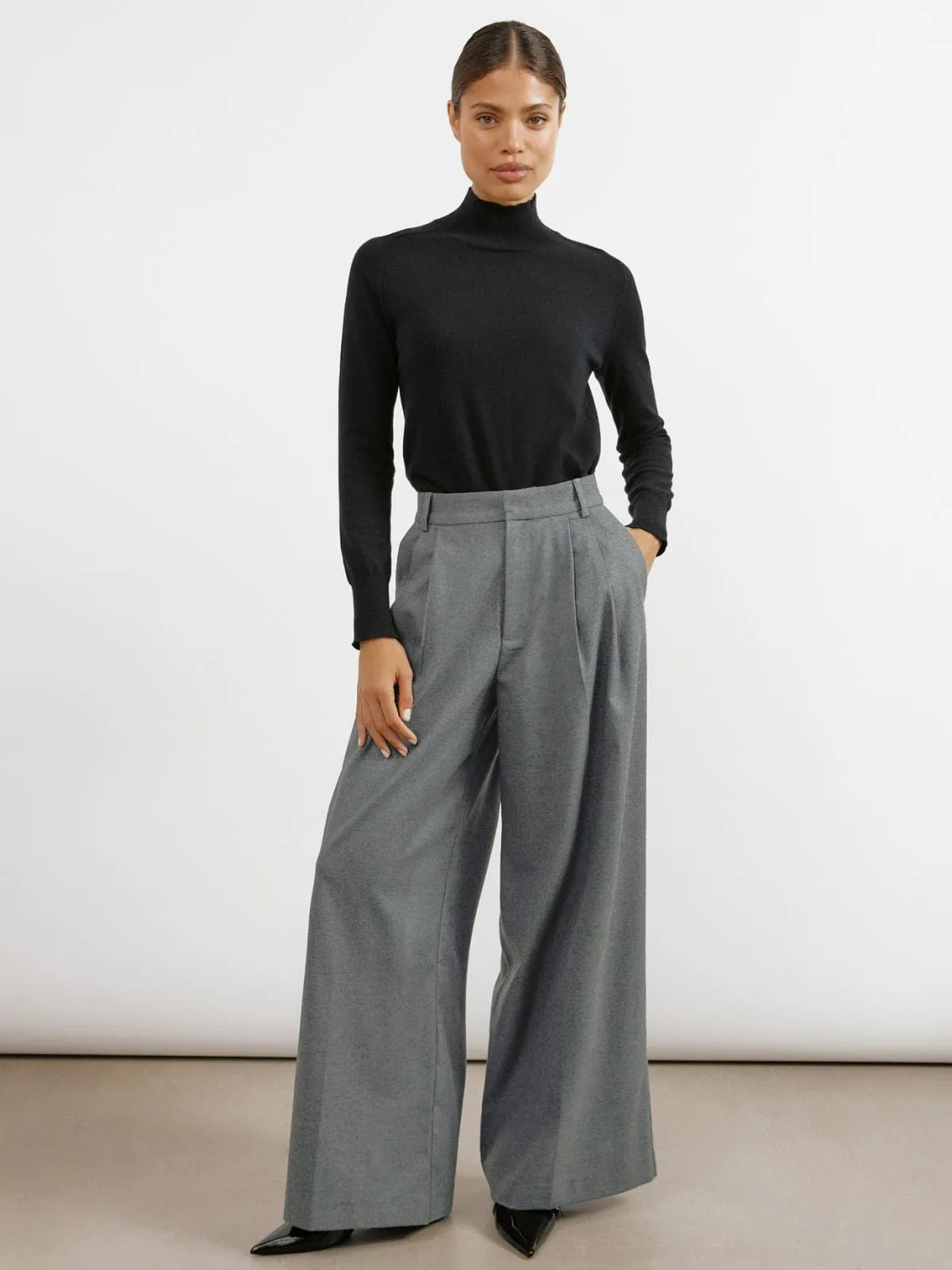 Flannel Pleat Front Trouser - Grey sold by iris product image thumbnail 2