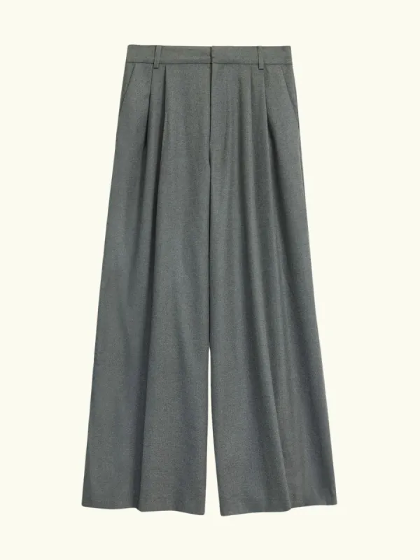 Flannel Pleat Front Trouser - Grey sold by iris