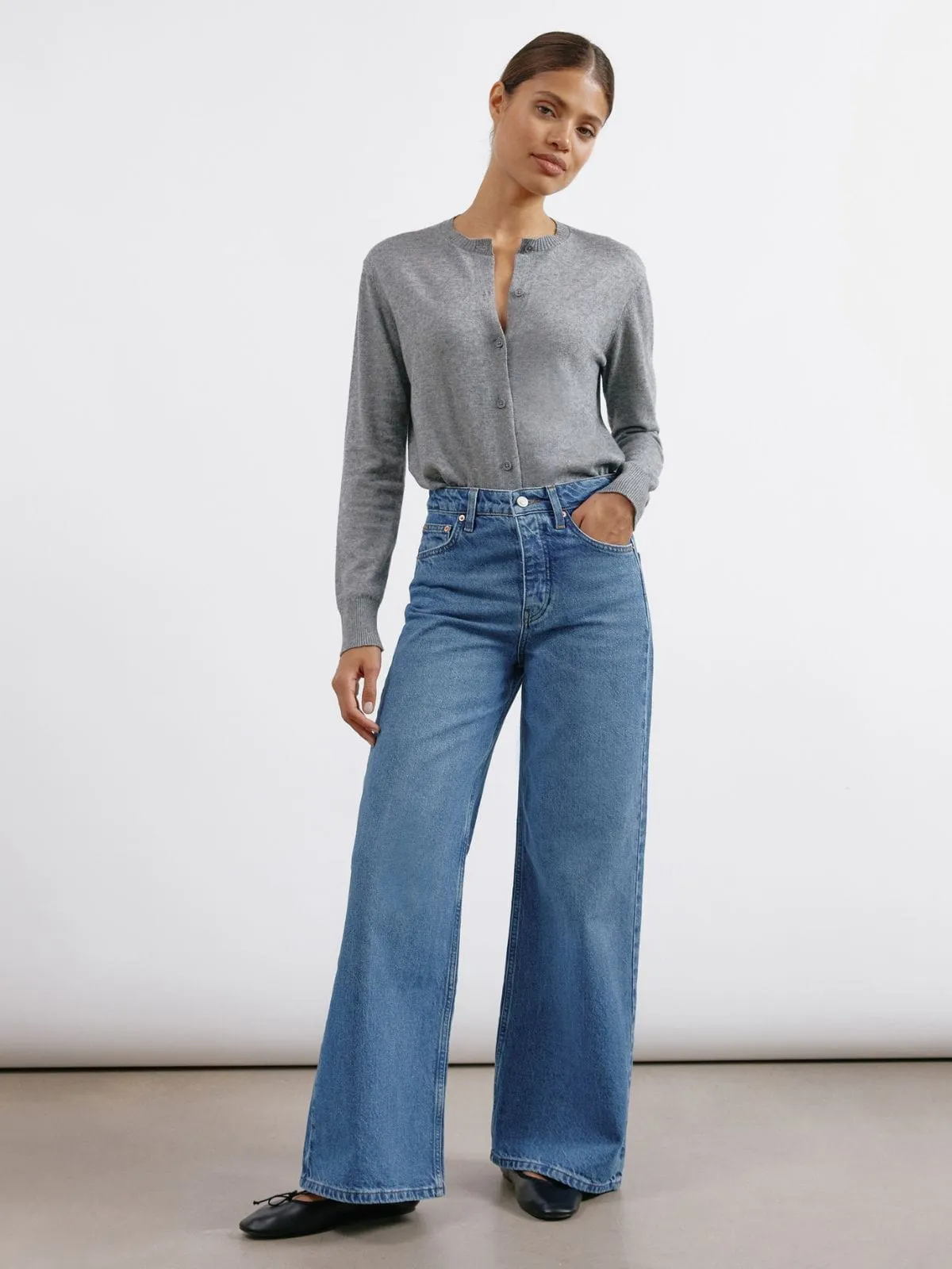 Dark Wash Full Length Wide Leg Jeans sold by iris product image thumbnail 2