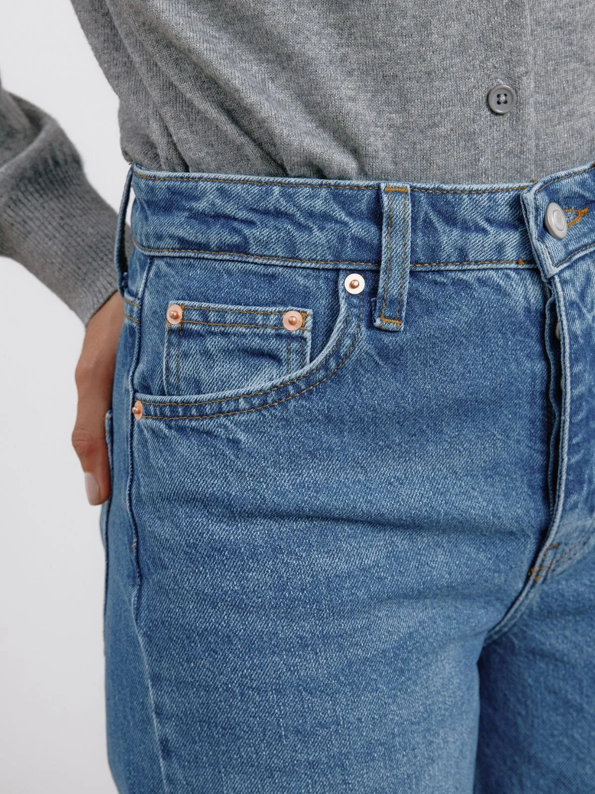 Dark Wash Full Length Wide Leg Jeans sold by iris product image thumbnail 4